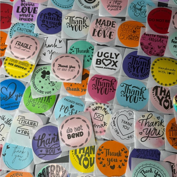 100 thank you stickers mystery bag bundle mix thank you 2" - Picture 5 of 12